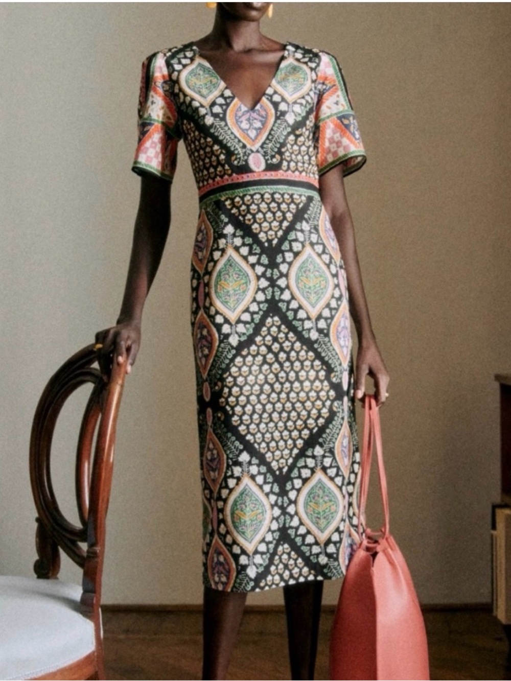 Sézane Talma Dress in the Artemis Print. Size 38/ US 6